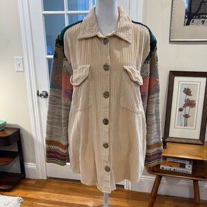 Anthropologie Pilcro Corduroy Sweater Sleeve Shirt Jacket.  Size M
